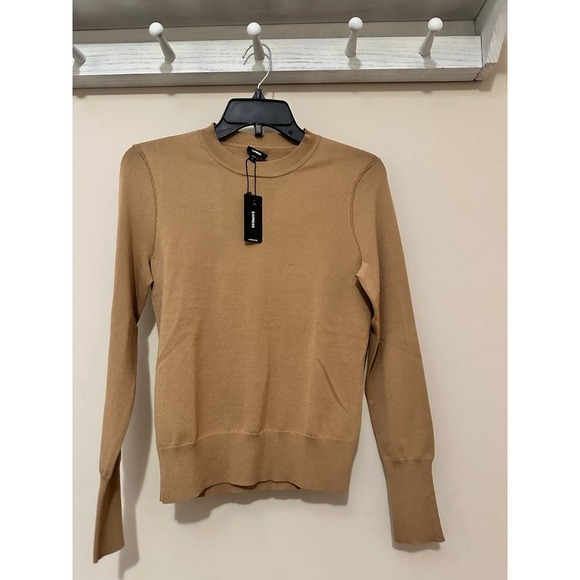 New Women's Express Silky Soft Fitted Crew Neck Sweater size Small pecan $68 - Picture 6 of 12
